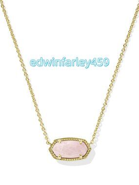 Elisa Gold Pendant Necklace in Rose Quartz